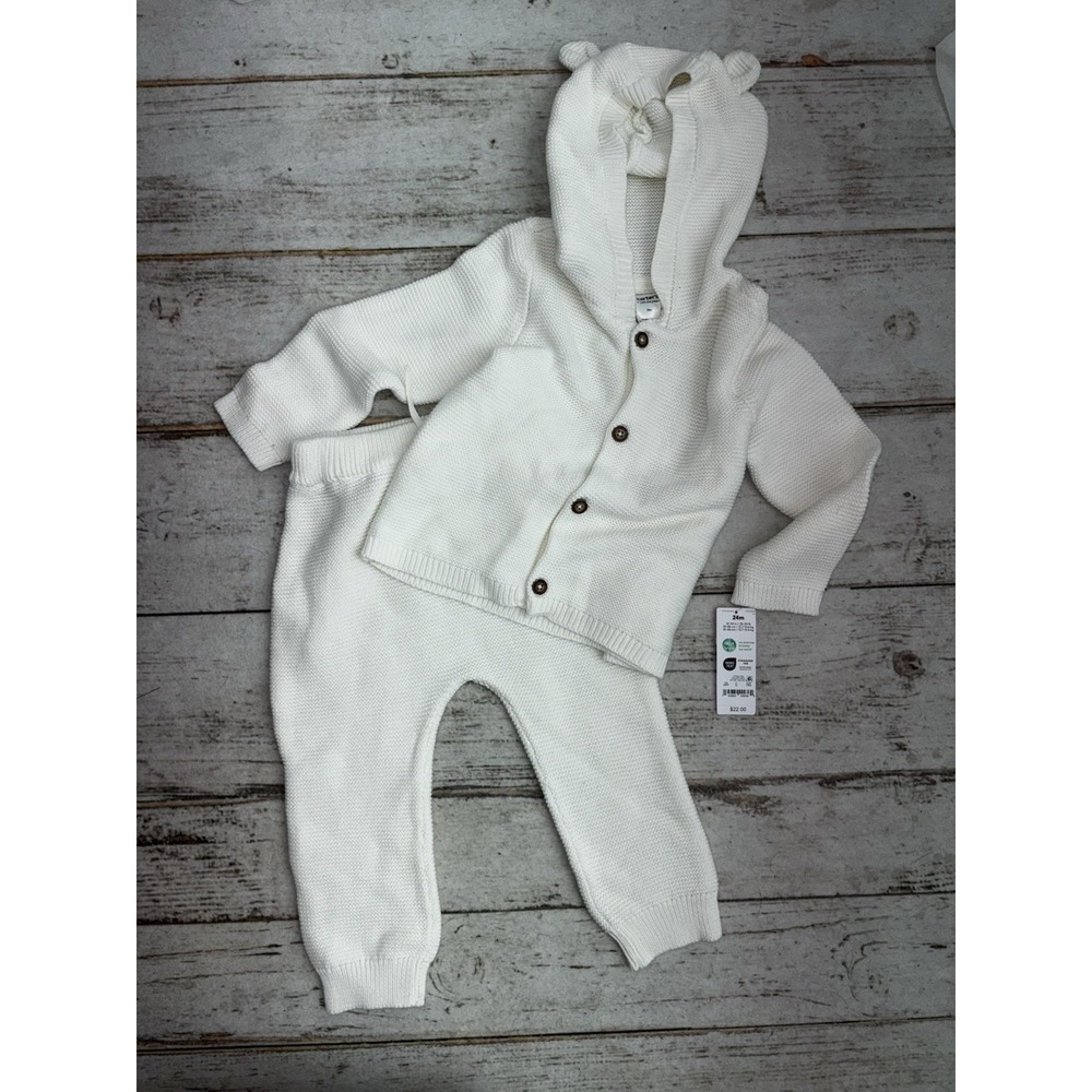 Carter's Baby Hooded Cardigan Sweater And Pants w/ Ears Sz 24 Months